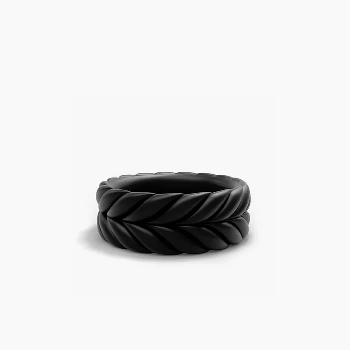 8.5MM CHEVRON BAND RING BLK TITAN