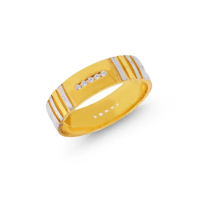 8.75 Size Two-tone Band with CZ in 22K Gold