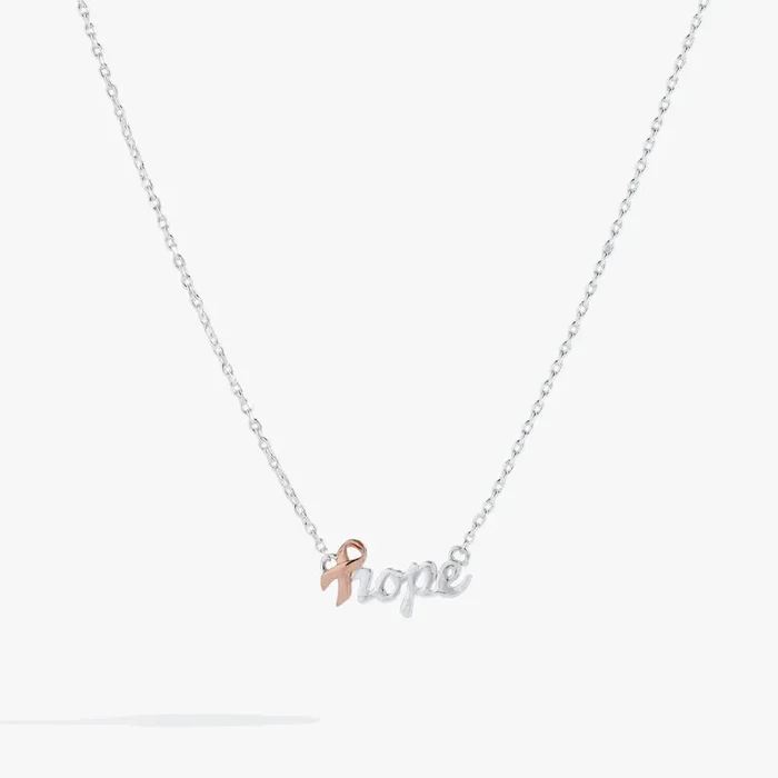 ‘Hope’ Breast Cancer Awareness Pink Ribbon Necklace