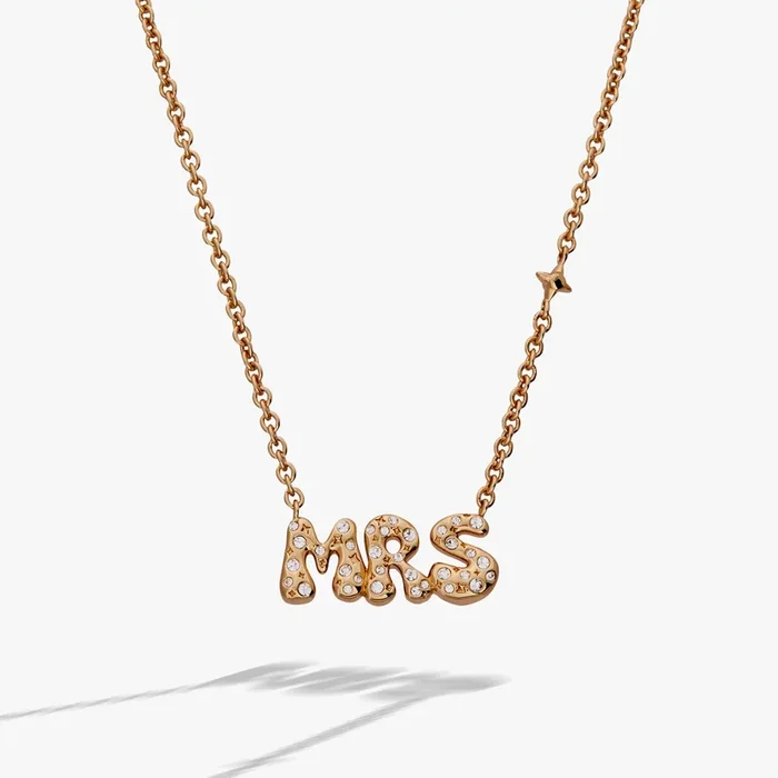 ‘Mrs’ Bubble Crystal Pendant Necklace