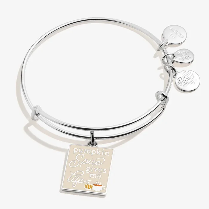 ‘Pumpkin Spice Gives Me Life’ Charm Bangle Bracelet