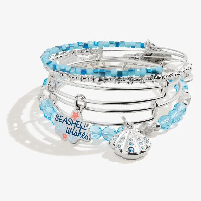 ‘Seashell Wishes’ Charm Bangles, Set of 5