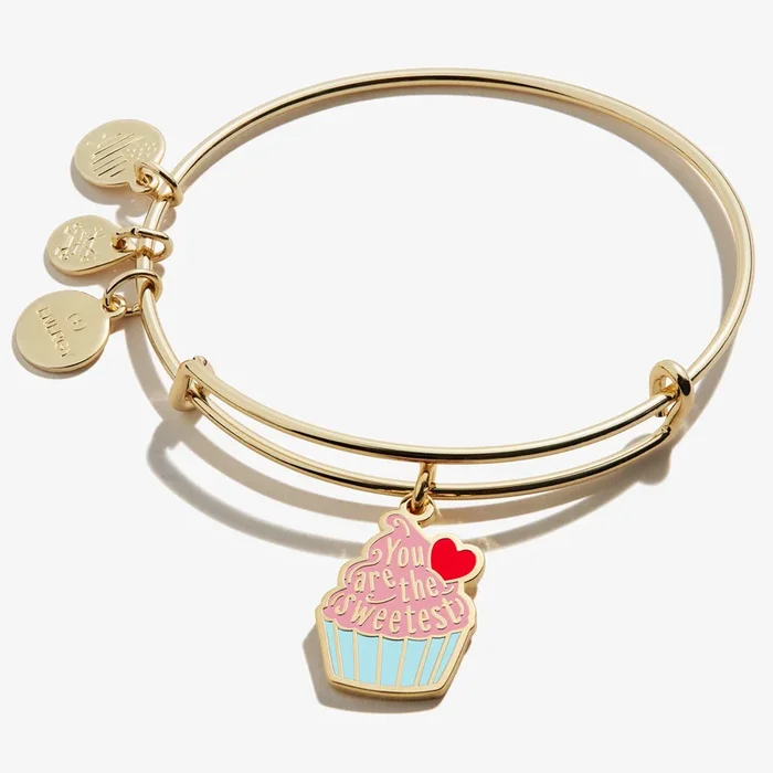 ‘You are the Sweetest’ Cupcake Charm Bangle Bracelet
