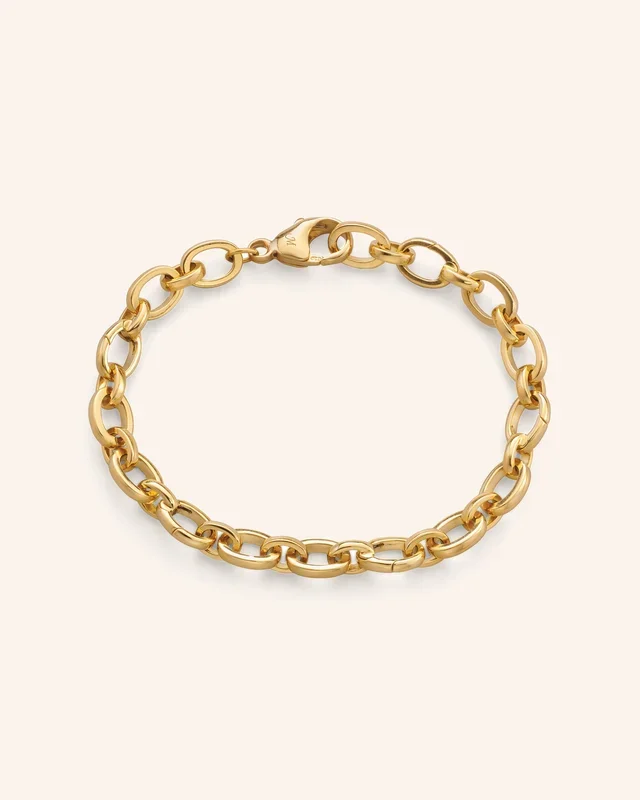 “Audrey” Link Charm Bracelet in 18K Yellow Gold