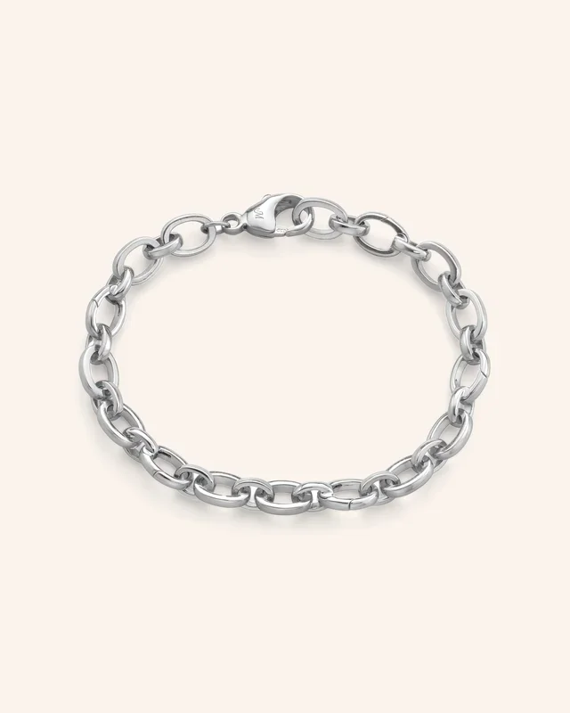 “Audrey” Link Charm Bracelet in Sterling Silver