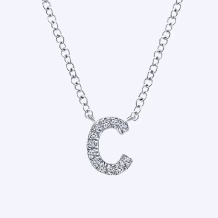 “C” Diamond Initial Pendant Necklace