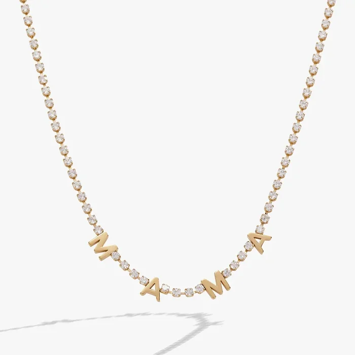 “Mama” Crystal Tennis Necklace
