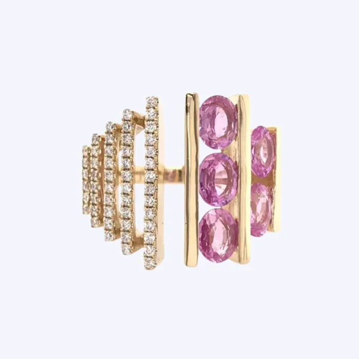“Pink Rose” Pink Sapphires & Diamond Ring