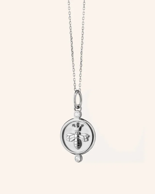 “Queen Bee” Sterling Silver Necklace with White Sapphires