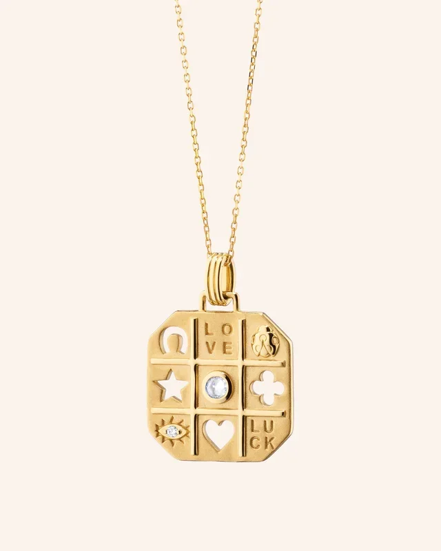 “Tokens of Luck” Necklace with Center Diamond