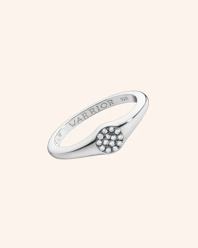 “Warrior” Pavé White Sapphire Stackable Ring