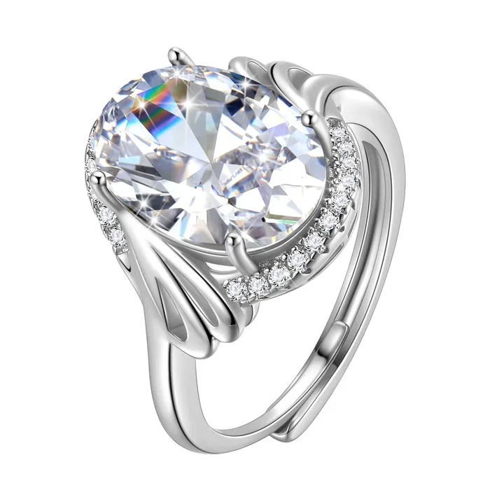 8Ct Halo Oval Engagement Ring 925 Sterling Silver Women April Birthstone Diamond CZ Band Promise Bridal Jewelry Mother Birthday Gift