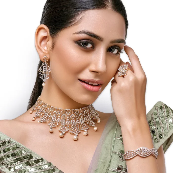 9.47CTW VVS/FG Diamond Choker Set in 18K Rose Gold