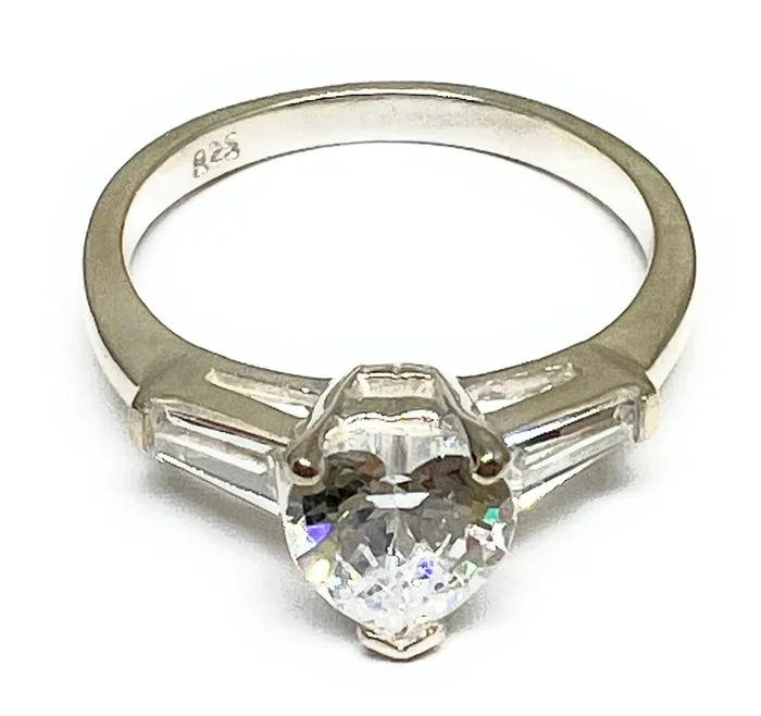 .925 Silver Classic White CZ Heart Ring