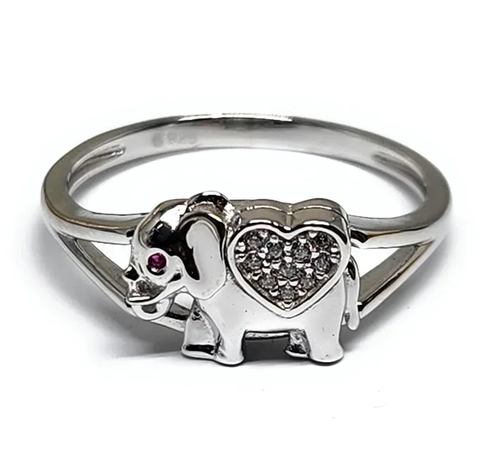 .925 Silver ELEPHANT CZ Ring