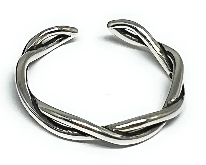 .925 Silver Twisted Band Adjustable Ring (FCS 22)
