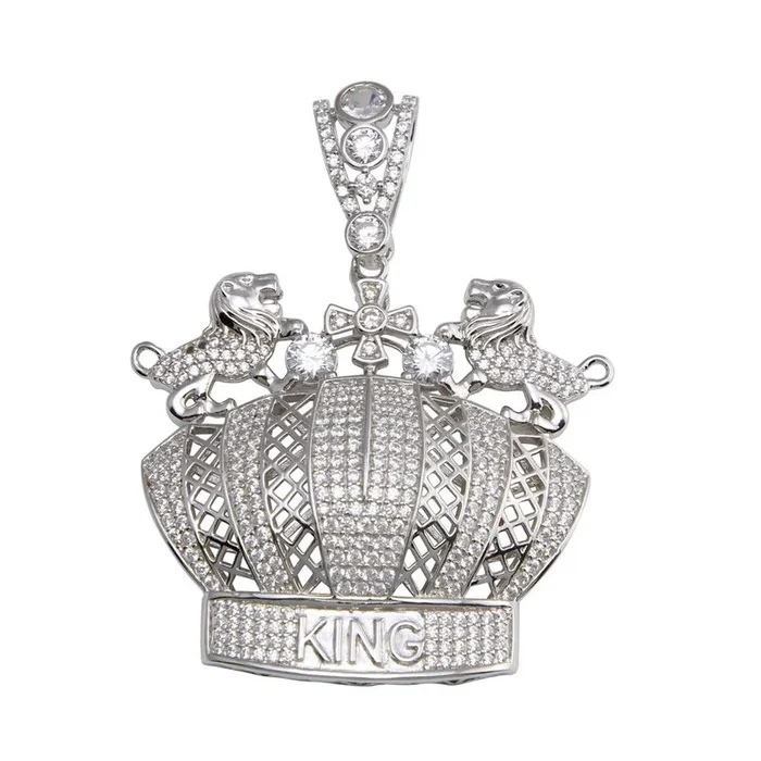 925 Sterling Silver Crown King CZ Pendant – GMP00072