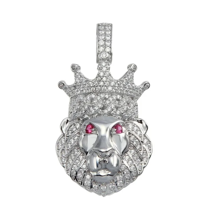 925 Sterling Silver Crown Lion CZ Pendant – GMP00076