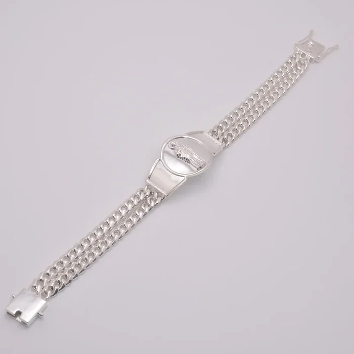925 Sterling Silver Curb Two Strand Saint Jude 12.4mm Bracelet – CDIB00022