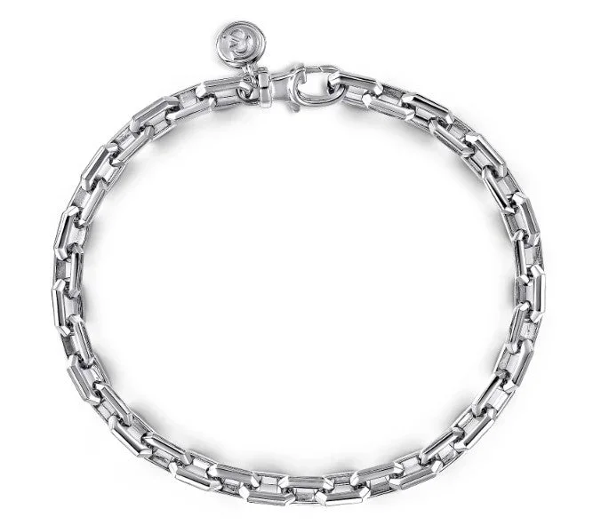 925 Sterling Silver Faceted Chain Bracelet