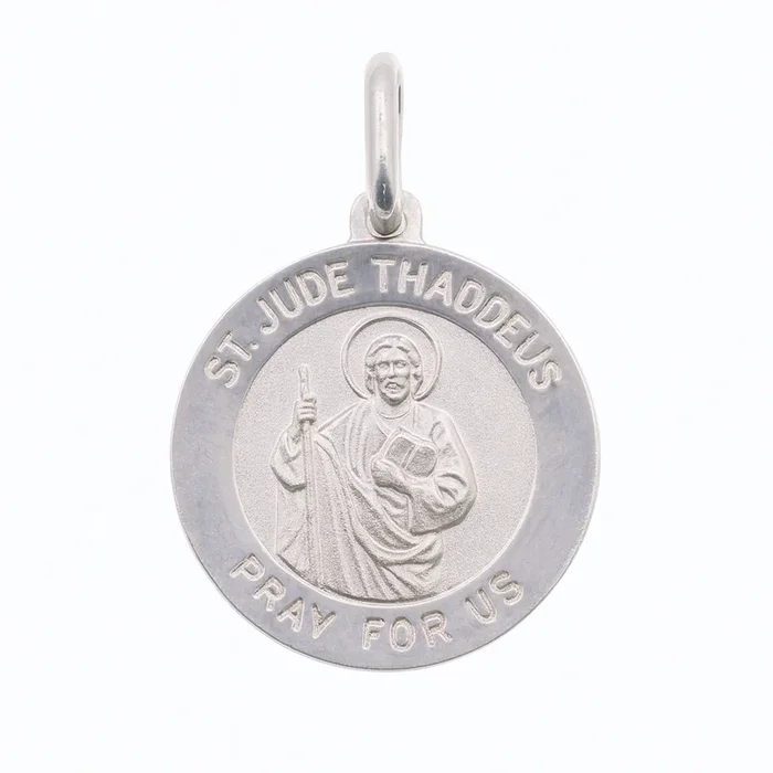 925 Sterling Silver High Polished Sandblasted Saint Jude 15.1mm Pendant – SPP00068