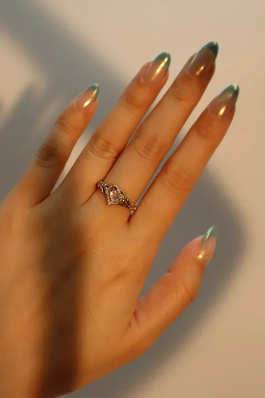 925 Sterling Silver Moonstone Heart Ring