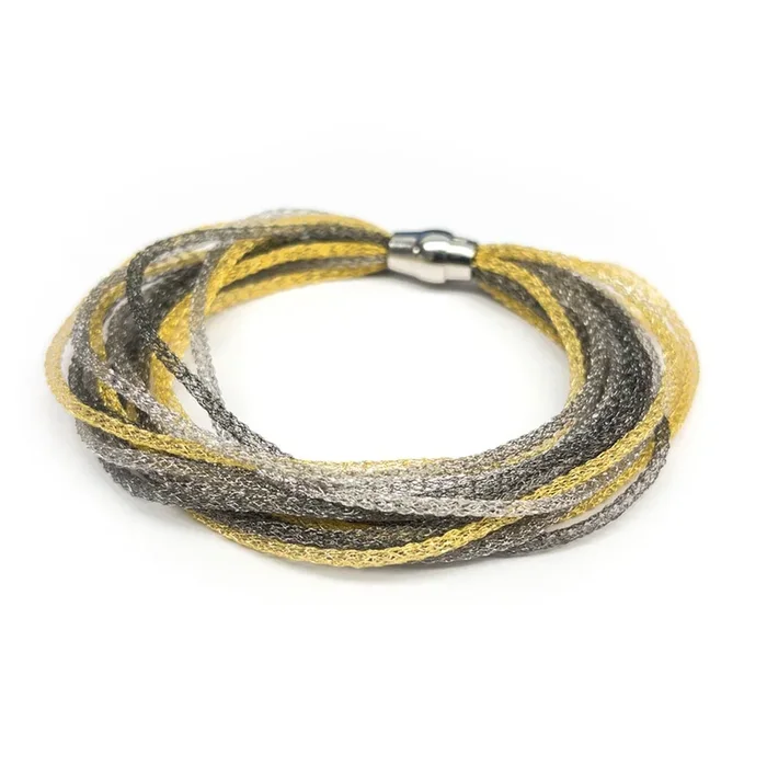 925 Sterling Silver Multi Plated Mesh Chains Italian Bracelet – ITB00045