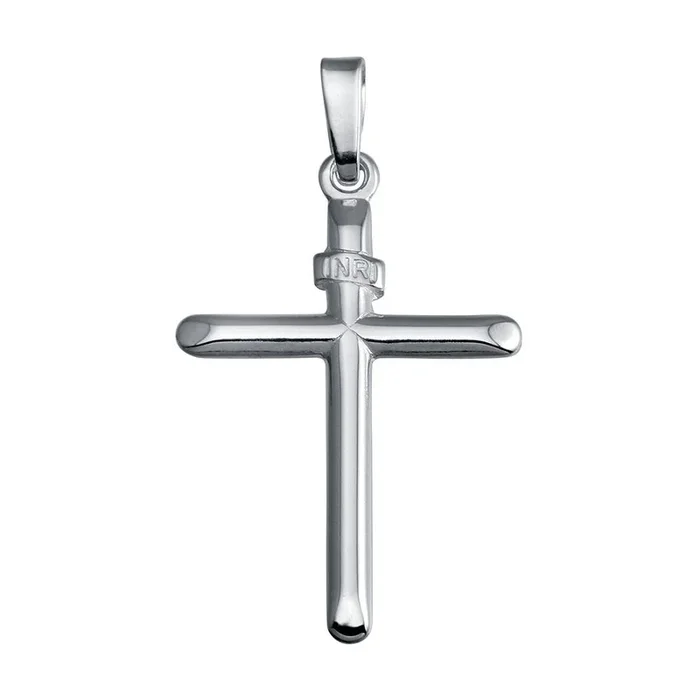 925 Sterling Silver Silver Finish High Polished Cross Pendant – SOP00141