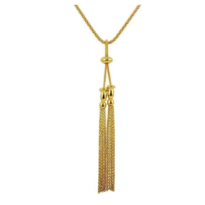 925 Sterling Silver Two Tassel Dangling Necklace – ARN00041