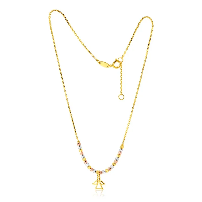 9ct Gold Figaro Angel 27cm Anklet