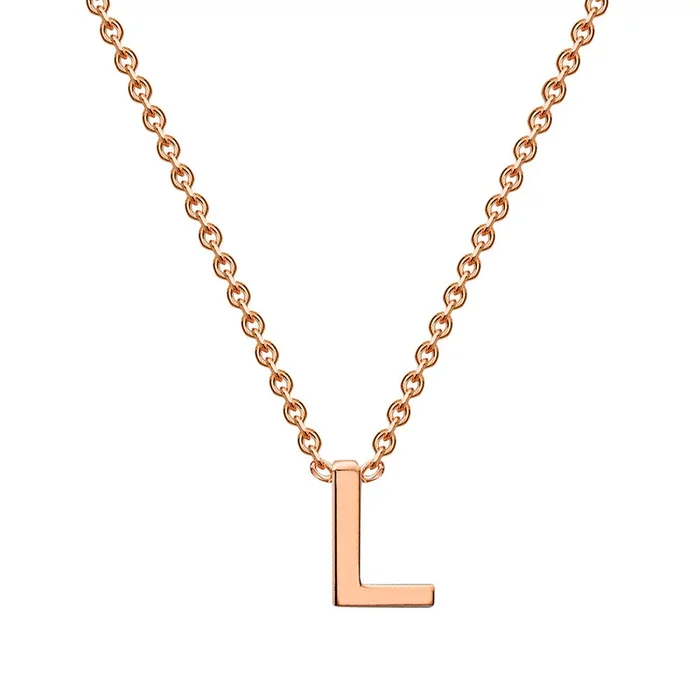 9ct Rose Gold Initial “L” Pendant on 43cm Chain