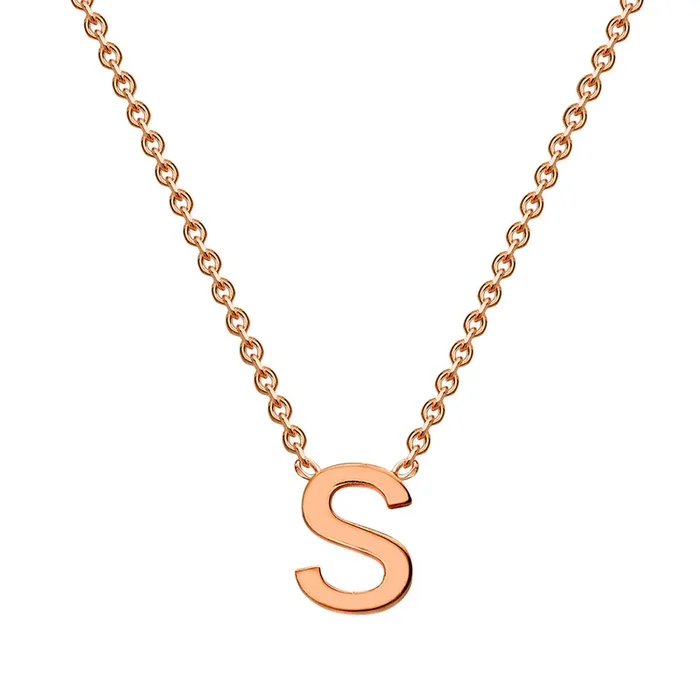 9ct Rose Gold Initial “S” Pendant On 43cm Chain