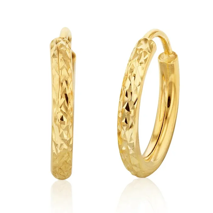 9ct Silverfilled Yellow Gold Diamond Cut 10mm Sleeper