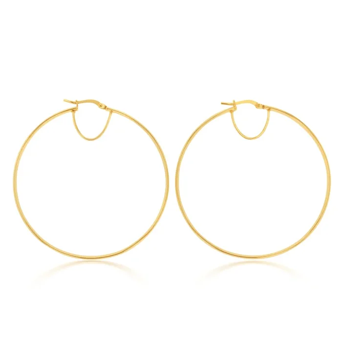 9ct Silverfilled Yellow Gold Plain 50mm Hoop Earrings