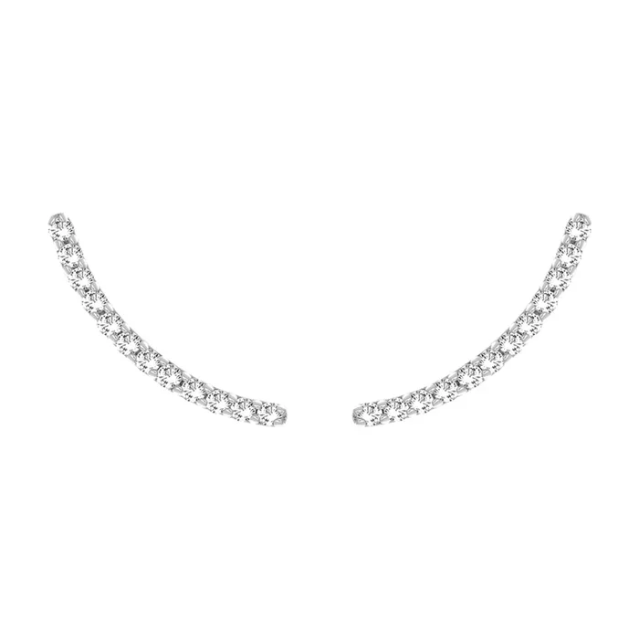 9ct White Gold 0.05 Carat Diamond Ear Climbers Stud Earrings