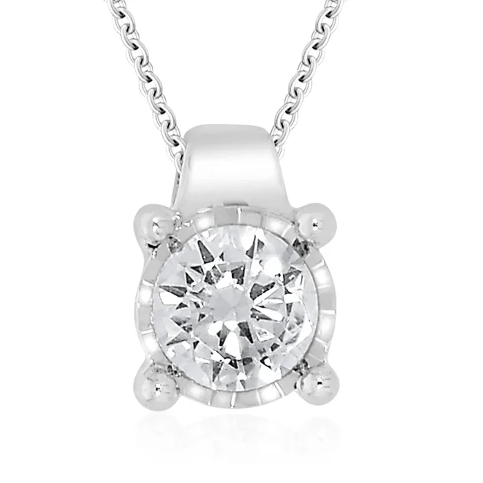 9ct White Gold 1/2 Carat Diamond Pendant on 45cm Chain