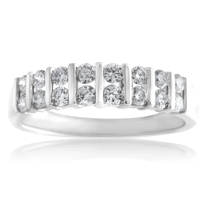 9ct White Gold 1/2 Carat Double Row Channel Set Diamond Ring