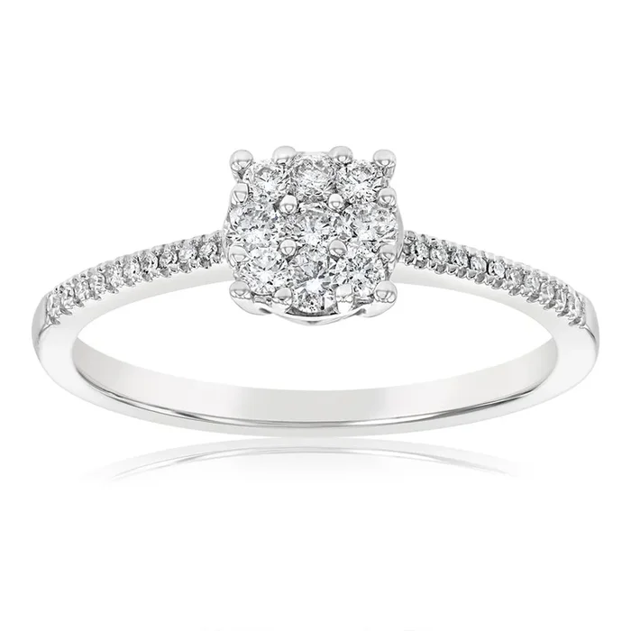 9ct White Gold 1/4 Carat Diamond Dress Ring