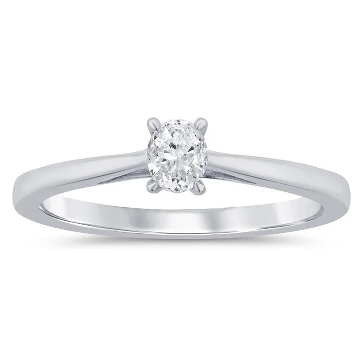 9ct White Gold 1/5 Carat Oval Diamond Solitaire Ring