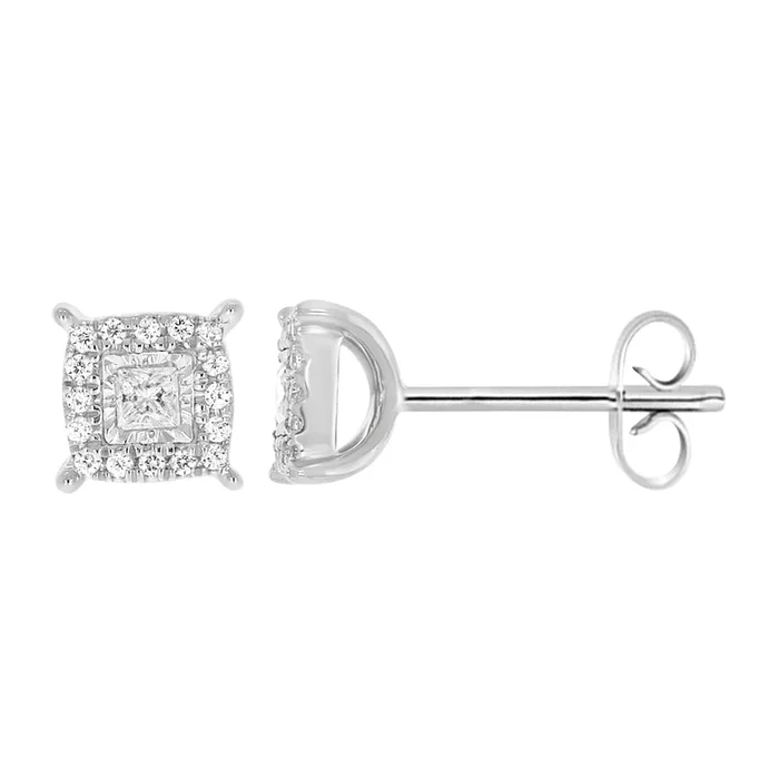 9ct White Gold Beautiful 1/5 Carat Diamond Stud Earrings