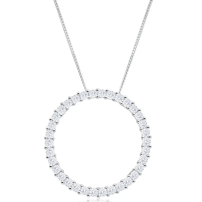 9ct White Gold Circle Of Life Diamond Pendant With Chain