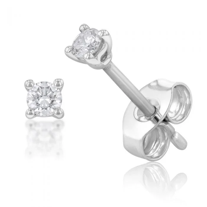 9ct White Gold Diamond Stud “Arabella” Earrings