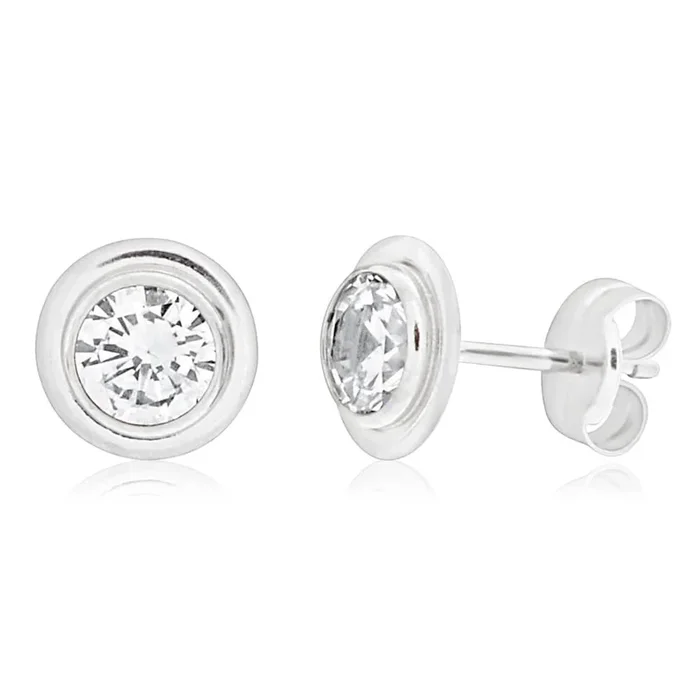 9ct White Gold Shimmering Cubic Zirconia Stud Earrings