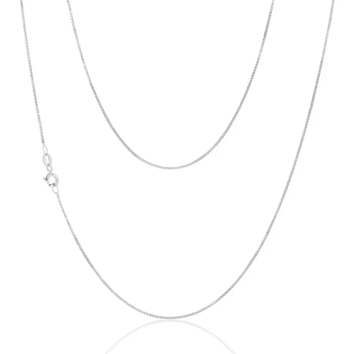 9ct White Solid Gold 15 Gauge 46cm Chain