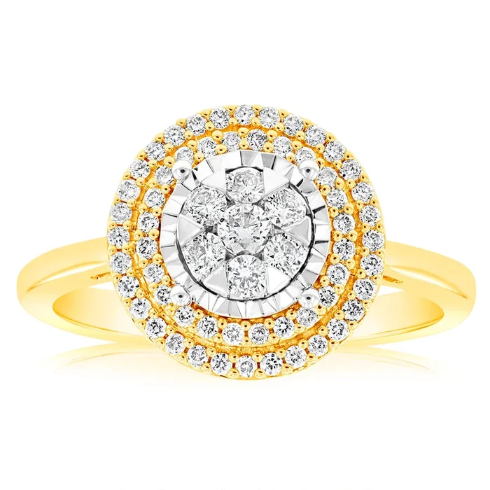9ct Yellow & White Gold 0.40 Carat Diamond Dress Ring
