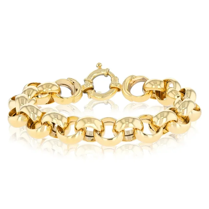 9ct Yellow and White Gold Two-Toned Hollow Belcher 20cm Bracelet