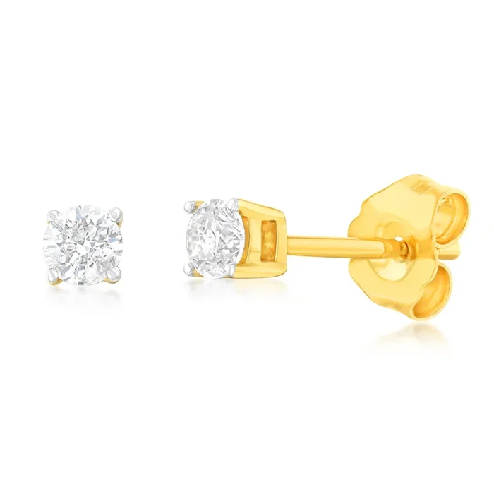 9ct Yellow Gold 0.20 Carat Diamond Stud Earrings