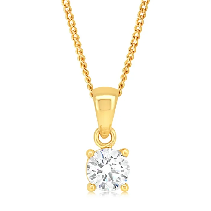 9ct Yellow Gold 0.90 Ct Solitaire Cubic Zirconia Pendant