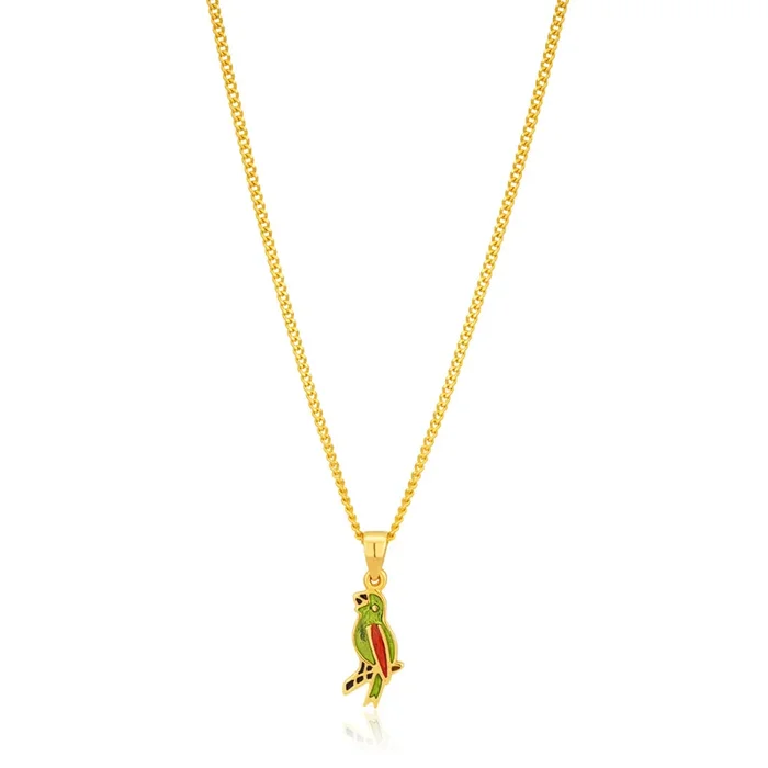 9ct Yellow Gold & Enamel Parrot 4.2MM Pendant