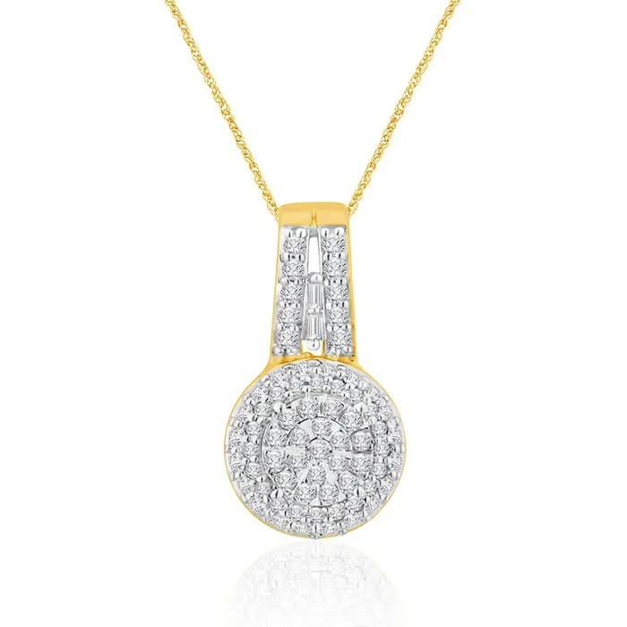 9ct Yellow Gold 1/2 Carat Diamond Pendant On 9ct Chain